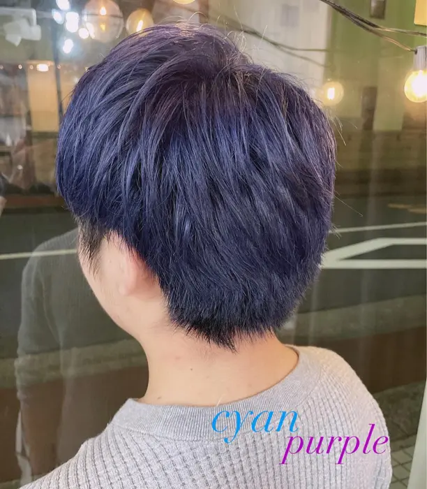 ブリーチ2回から濃いめのシアンパープルに仕上げました ここからグレー ミルクティーと色落ちま Mirac所属 Mirac 荒川 凌一のヘアカタログ ミニモ