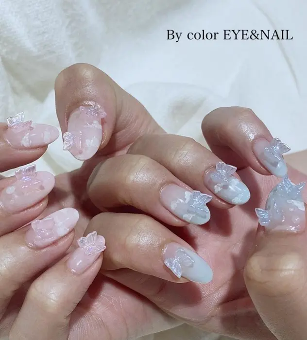 気づけば全指に蝶が飛んでました 明石市太寺大野町2707 16 2 0 By Color Eye Nail所属 Yu Kaのネイル デザイン ミニモ