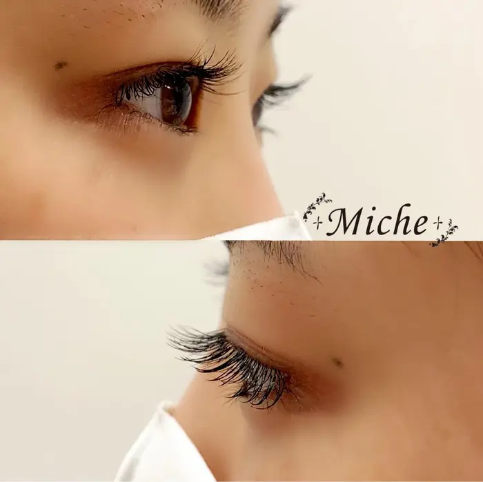 フラットラッシュ100本 Jカール 9ミリ 10ミリ 11ミリ メーテルアイ 美容室miche所属 鈴木 彩乃のマツエクデザイン ミニモ