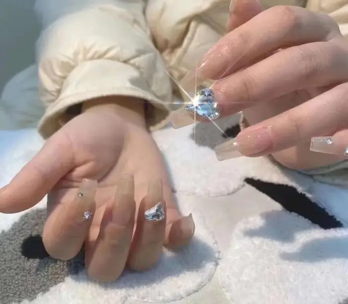 チップ長さ出し 6980オフ込み ハートスートン追加 Fleur Nail所属 Fleur Nailのネイル デザイン ミニモ