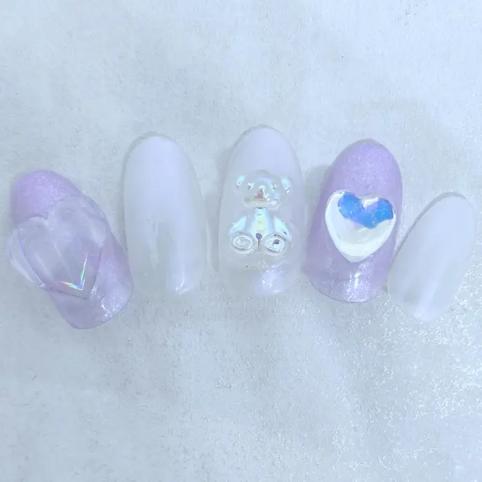 豊富なデザイン揃えてます 韓国風ネイル ハートビームネイル ハリボー パーツ追加 色追加 別途 Nail Eyelash R所属 Nail Eye R Ayakaのマツエクデザイン ミニモ