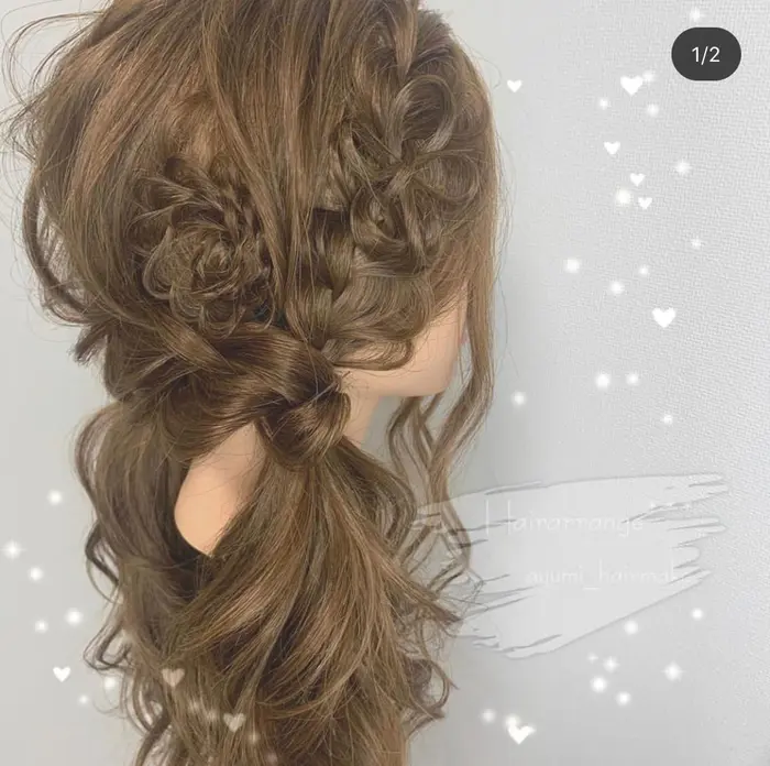 お花ツインテール イベントヘアセット Amble新宿所属 ヘアセット 平野あゆみのヘアカタログ ミニモ