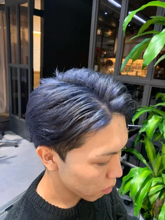 ネイビーブルー 少し紫に身のあるネイビーカラー 色が落ちても緑にならず グレーに落ち Vaice所属 ハイトーン デザ インカラー近藤京の ヘアカタログ ミニモ