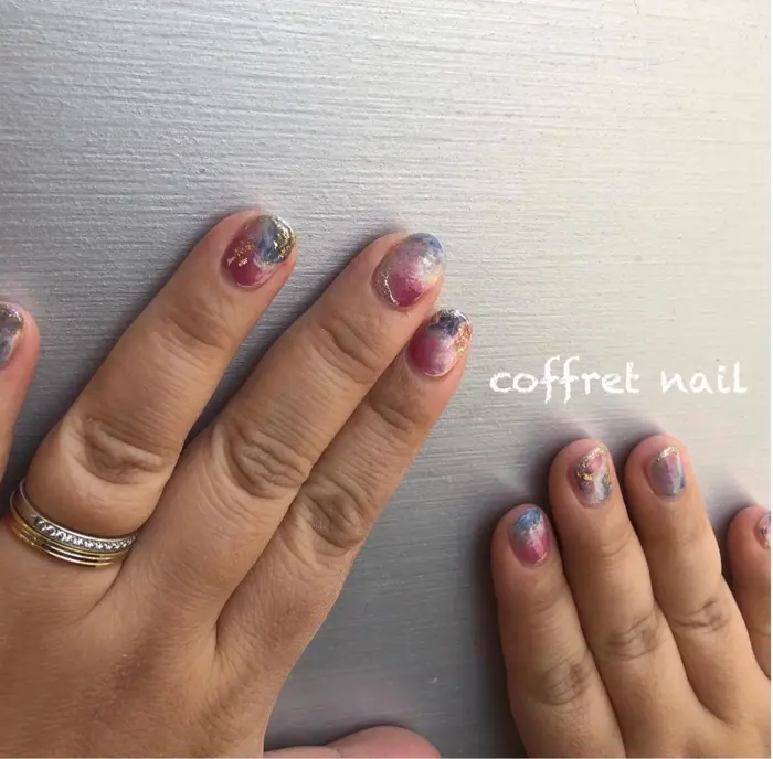 ネイル フットネイル ワンカラー ジェルネイル ニュアンスネイル クリアネイル ト Coffret 今里店 美容院ブレス今里店 店内 所属 ネイリスト 土橋 由季のネイルデザイン ミニモ